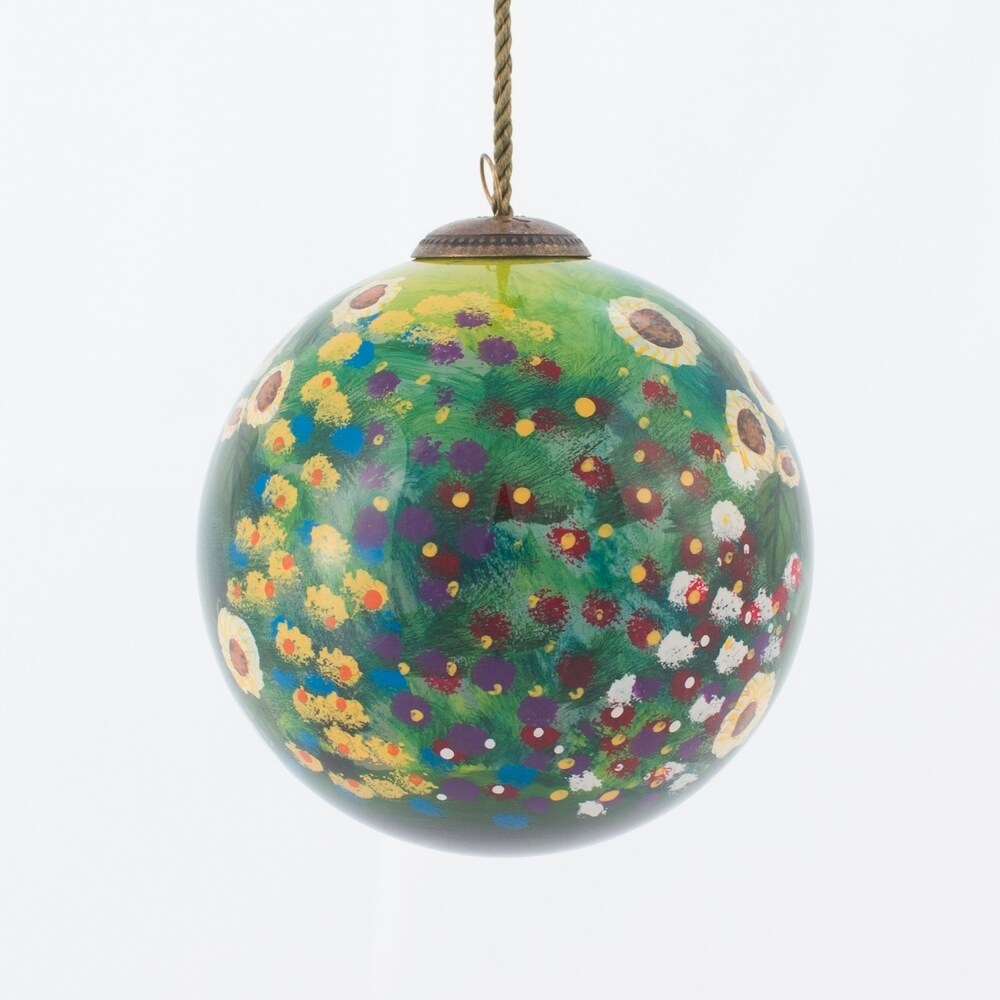 3D Glass Pearlised White Peacock Bauble Christmas Decoration Glitter Tree Disc